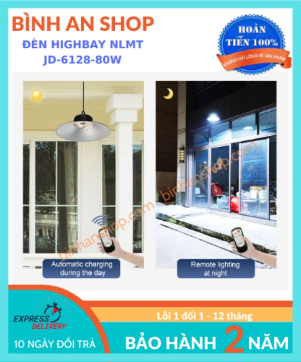 Đèn tròn năng lượng mặt trời 80w 9 đèn highbay văn phòng 80w